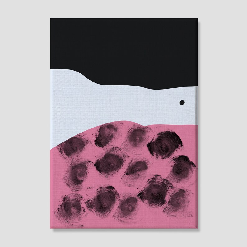 black white and pink canvas art