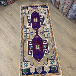 70x150 cm, Wollteppich, türkischer Teppich, Handgewebter Vintage Teppich, 70x150 Oushak Badematte, kleiner türkischer Teppich, Badezimmerteppich, Eingangsmatte, Küchenteppich, 30x120cm
