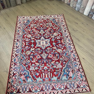 4x6 antique Persian rug, Vintage rug, 4x6 organic rug, muted rug, 4x6 Persian rug, antique rug, old rug, wool rug, Pale rug, 4’1”x6’5” ft