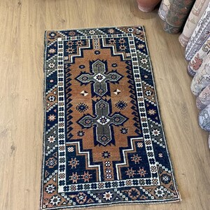 Small Turkish Wool Rug: 2x4 Handmade Pale Red Accent Rug