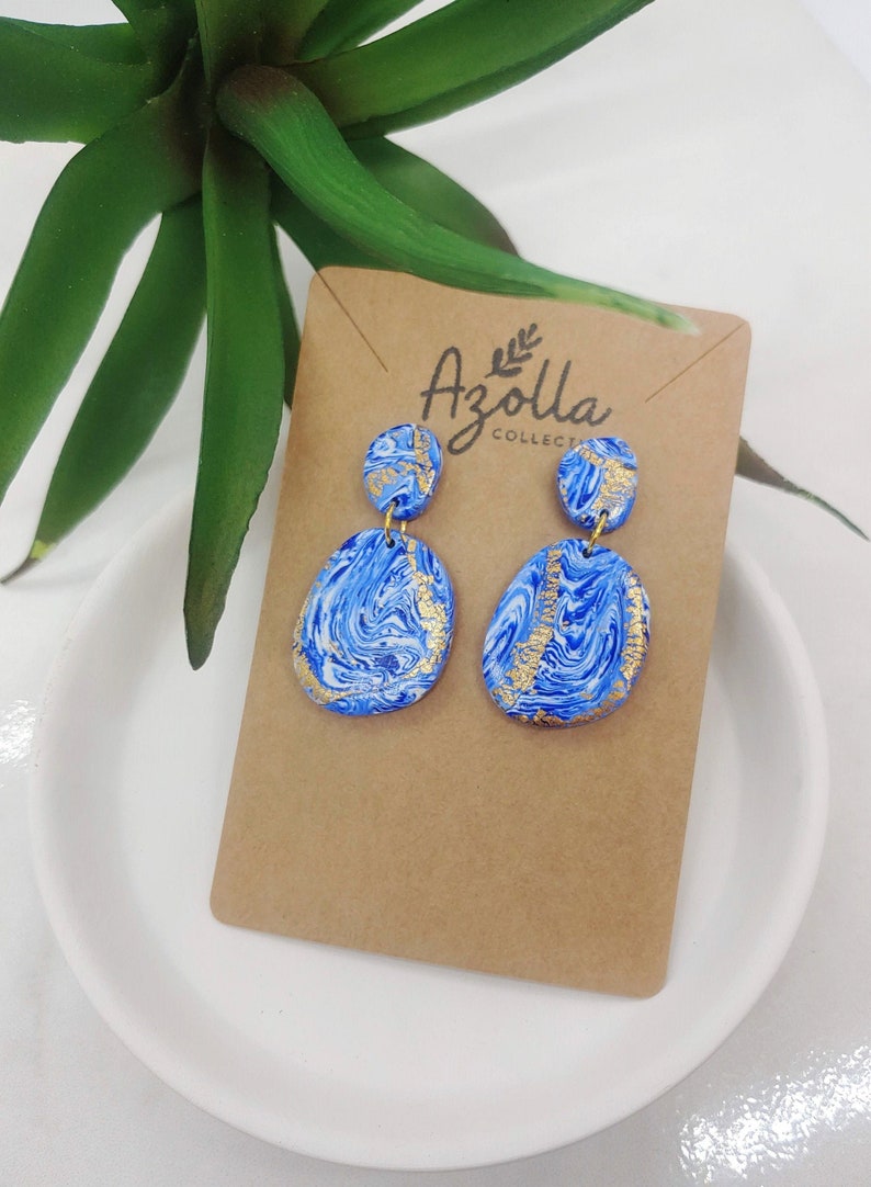 Adara Drop Dangle Earrings Gifts for Her Polymer Clay Earrings Handmade Jewelry Lightweight Earrings