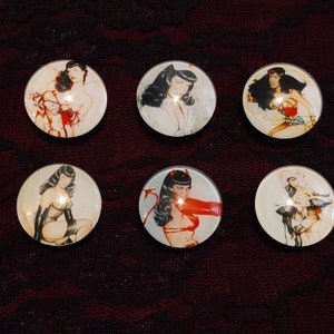 Bettie Page Olivia Glass Magnet Set of Six