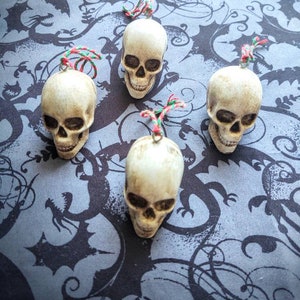 Skull Ornament Set of Four 3D Handmade Spooky Holiday