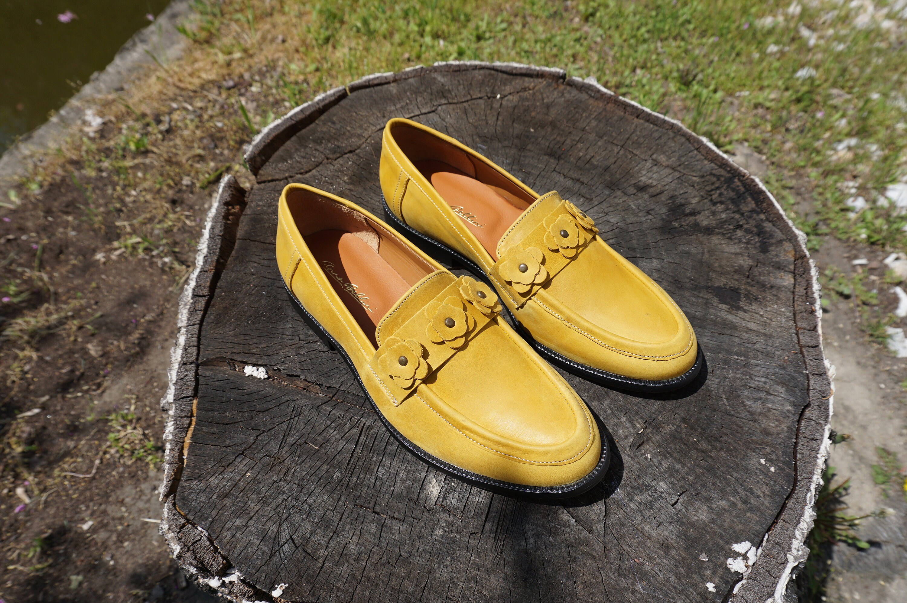 ladies yellow loafers