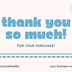 Editable Blue Small Business Thank You Card