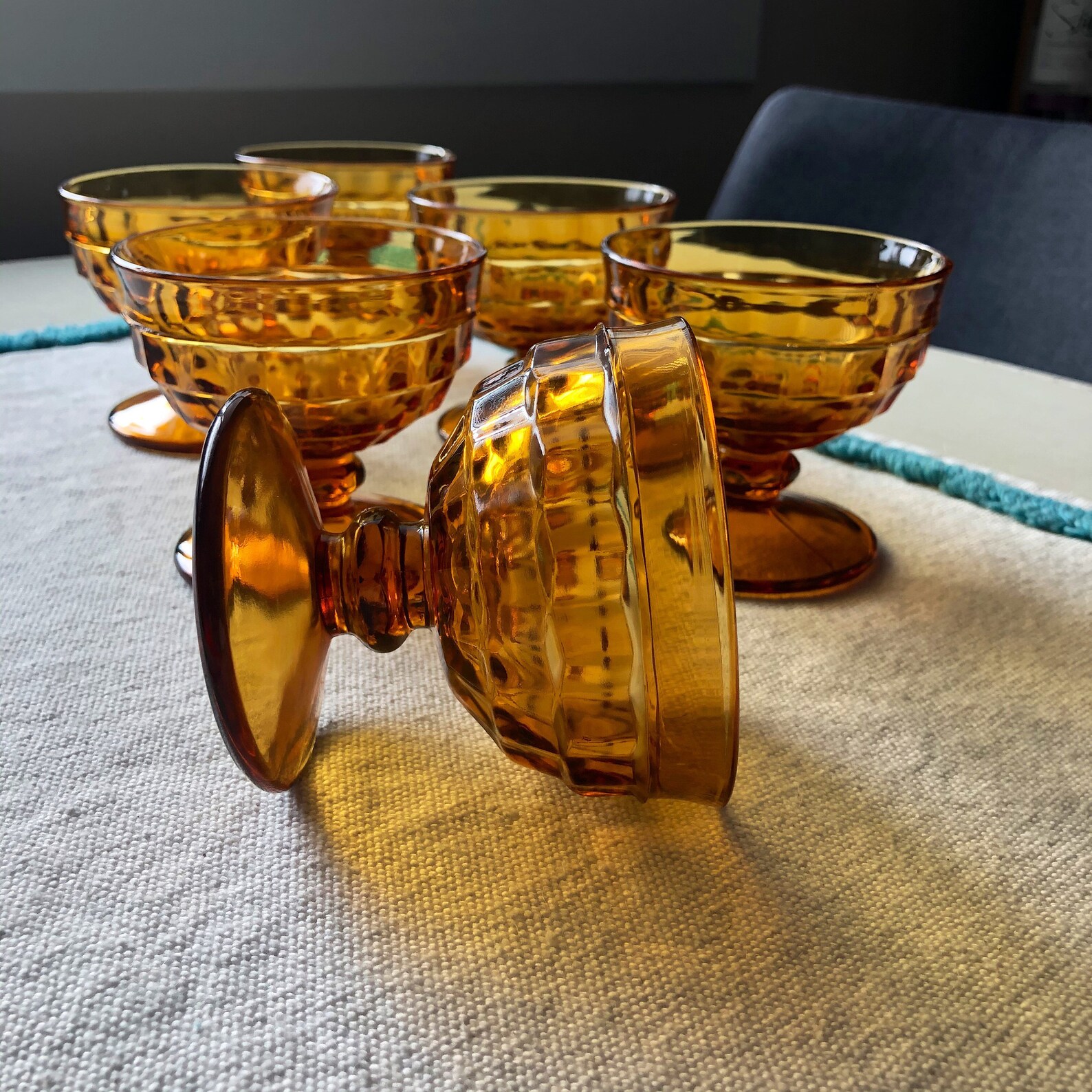 60s Whitehall colony glasses vintage amber glass amber Etsy