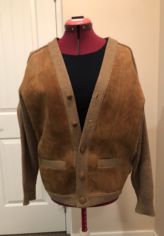Vintage 50’s Tundra suede & wool knit cardigan