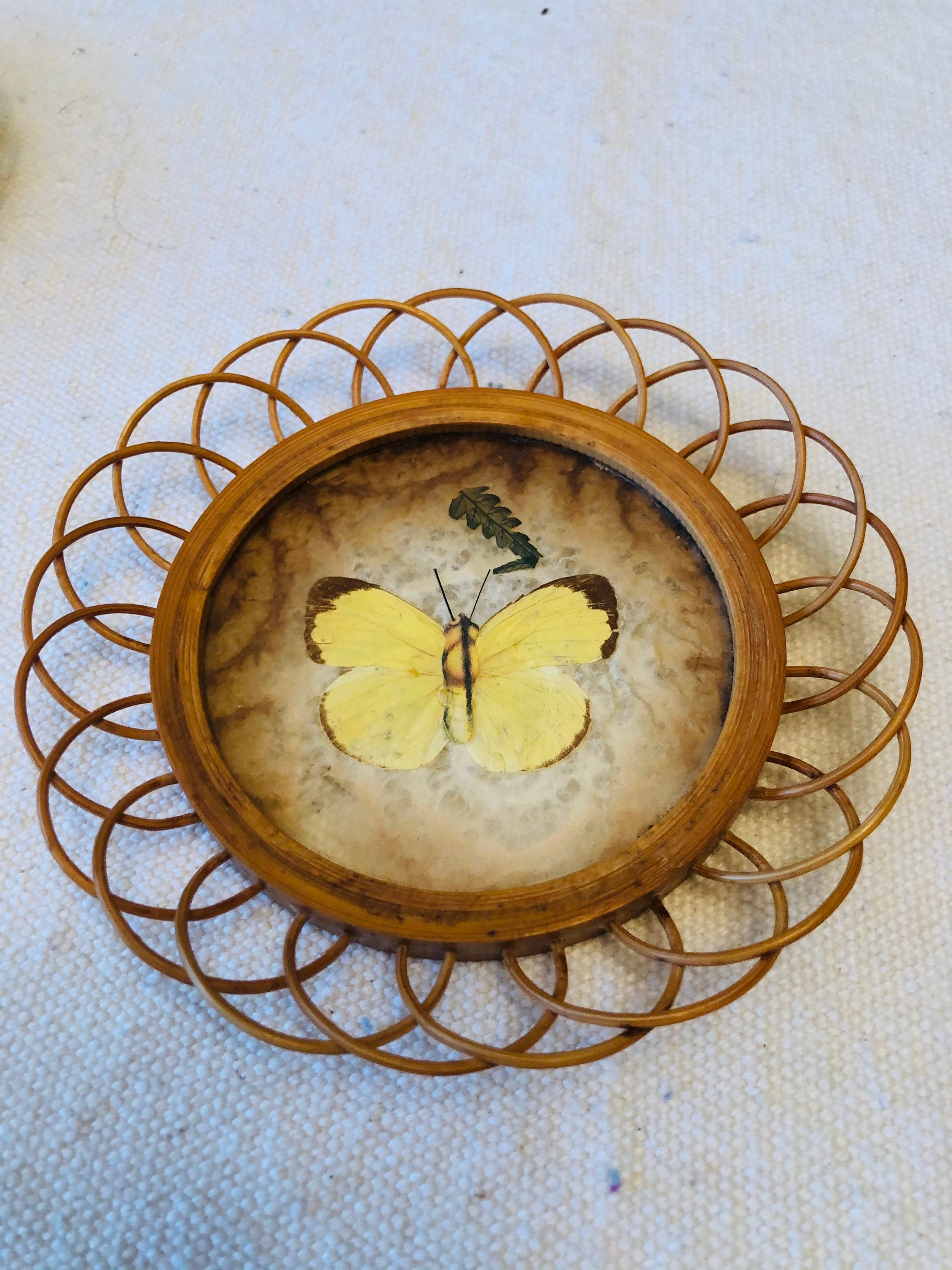 Vintage butterfly coasters rattan butterfly coaster vintage Etsy