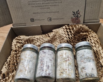 Natural bath salt pamper self care gift set