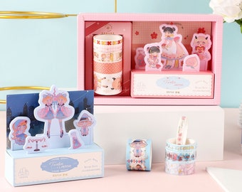 Twelve Moon Sticky Notes Set - 5 Rolls Washi Tape, 100 Post Notes for planner - Labels, stickers and tags - Craft and DIY