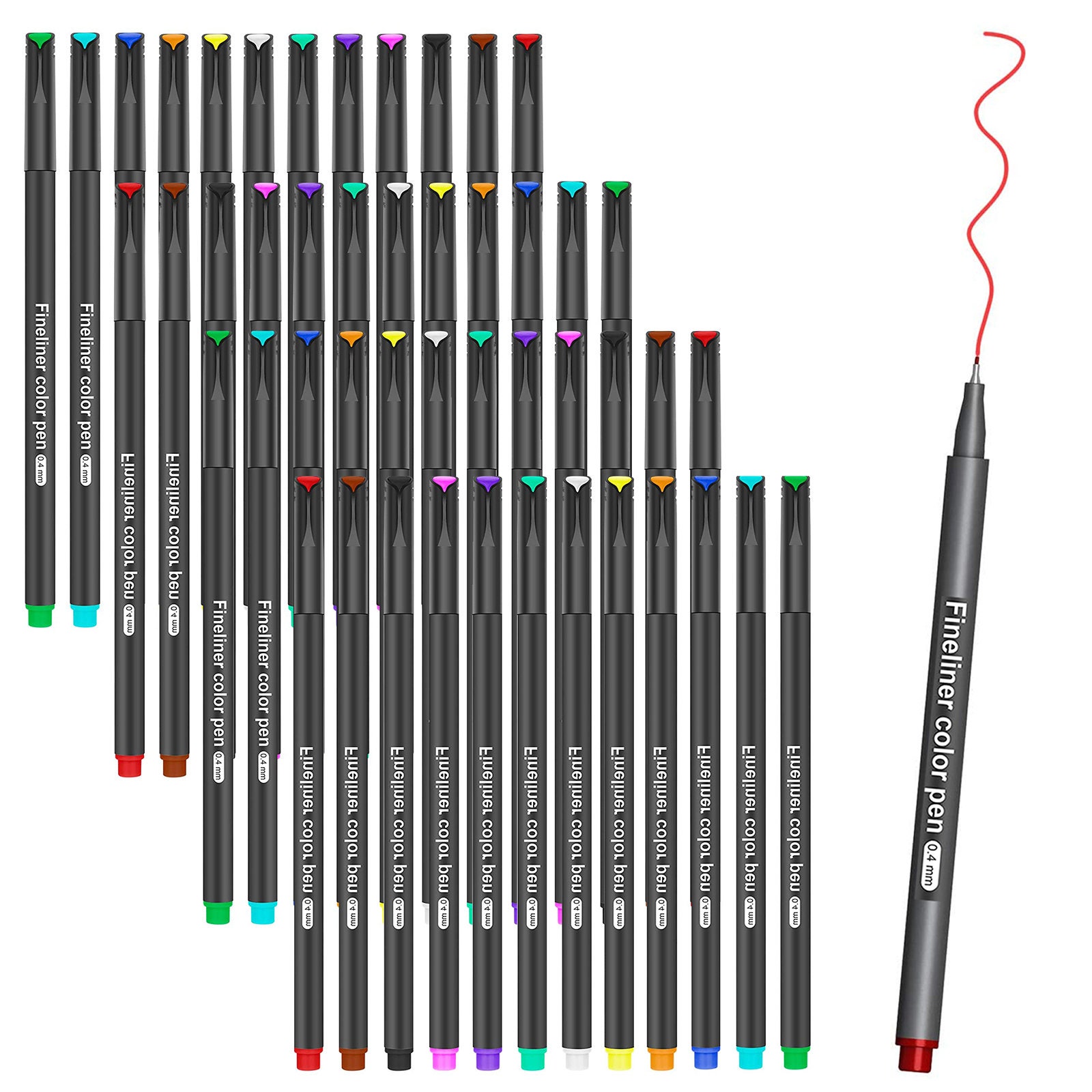 Fineliner Pen, Color Pen Set, 24 Colored Pens, 0.38mm Fine Tip