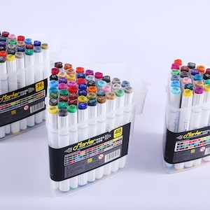 Caliart 40 Colors Dual Tip Art Markers Permanent Alcohol Based Markers  Colored Artist Drawing Marker Pens Highlighters With Case for Coloring  Animation Illustration Painting Card Making Underlining : : Home