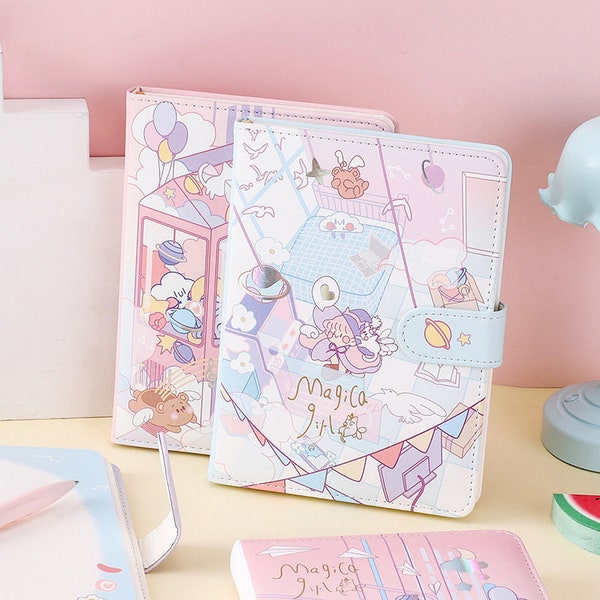 Magic Girl Journal/Planner - Kawaii Notebook Soft Leather Cover Anime Print- 224 Pages A5 magnetic buckle notebooks