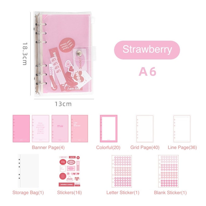 A6 Loose Leaf Diary With Stickers PVC Cover Notebooks Etsy