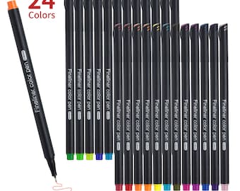 24 Color Fineliner Pens Set, Colored Sketch Writing Drawing Pens for Journal Planner Note Taking and Coloring Book,  Art Crafts Scrapbooks