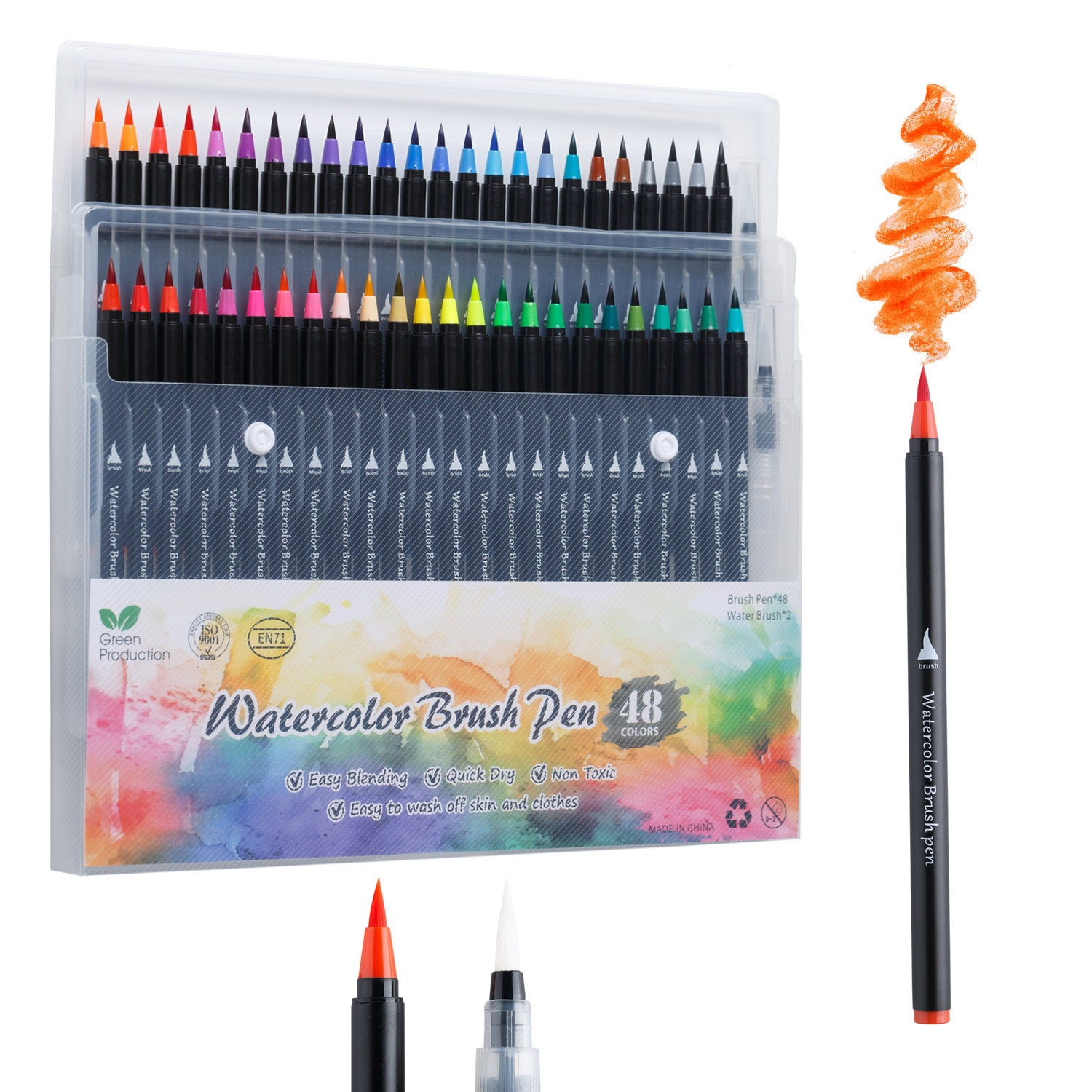 ARTISTRO Watercolor Brush Pens, 48 Colors Set + 2 Water Brush Pens. Unique  Vivid Colors. Real Brush Pens for Artists and Adults. Great for Creating  Illustrations, Calligraphy, and Watercolor Effects : : Toys