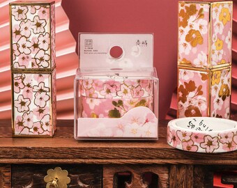 Pink Flowers Washi Tape Set-Washi Tape, Stickers, Planner and more - Christmas Gift - Birthday Gift - Craft and DIY