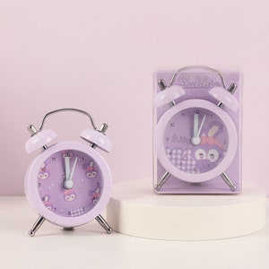 Cute Purple Rabbit Circle alarm clock, Bedside alarm clock, Electric alarm clock, Mini alarm clock, Round alarm clock, Alarm clock digital