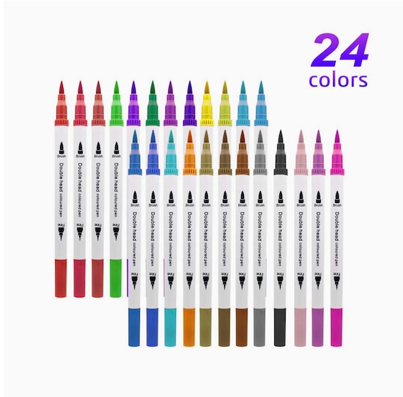 Coloring Markers for Adult Coloring Books Fine Tip 24 Dual Brush Pens Colored Thin Marker Set for Adults Kids Teens School Office Art Writing Sketch