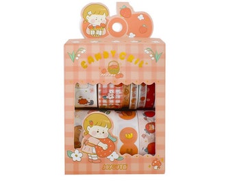 Orange Candy Washi Tape Set 10 Rolls 2meters , Various Widths Orange Masking Tape , Planner Tape Gift Wrap , Journal DIY Tape, Stationery
