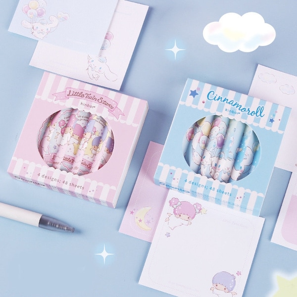48 Pages Cinnamoroll  Big Notepad with Designed Box -  4 Designs Memo Pad - Write Message on Notes Decorative Notepad - Note paper Memo