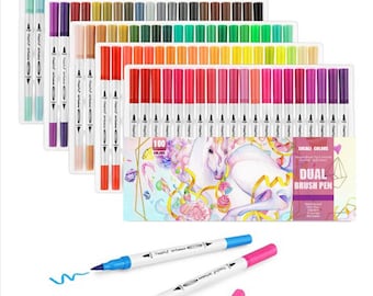 100 Colors Dual Tip Brush Art Marker - Pens Set for Coloring Drawing Calligraphy for adults and kids -School and Art Supplies Back to School