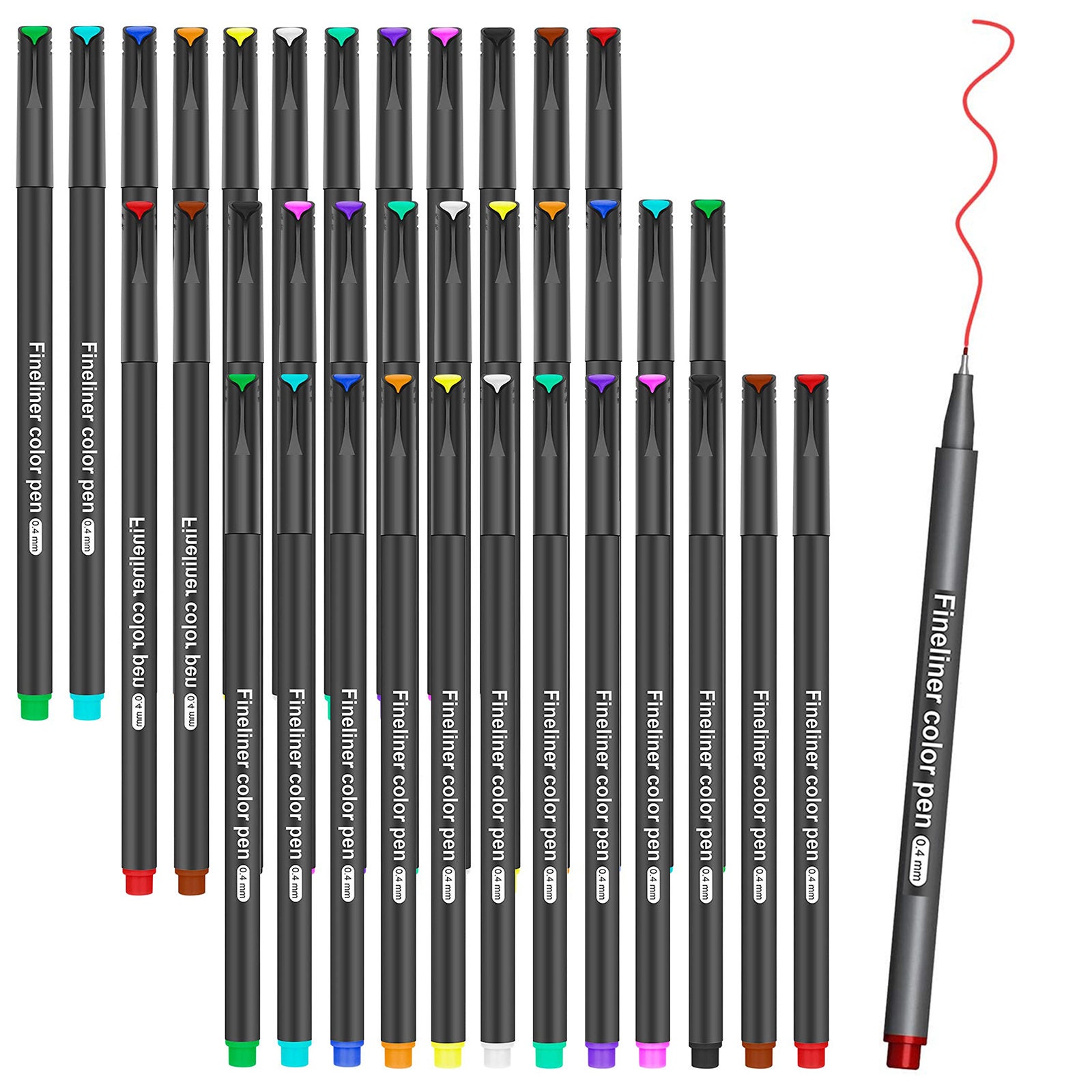 36 Pack Fineliner Color Pens Set- Fine Tip Drawing Pen for Writing