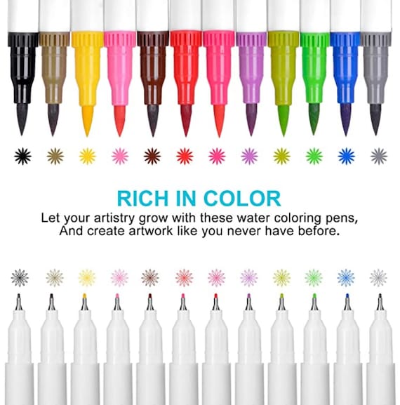 20 Color Premium Soft Watercolor Brush Pen Flexible Tip Painting Brush  Water Pens for Children Adult Black Holder Coloring