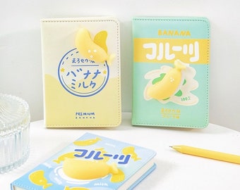 Cute Banana Planner with Soft Decompressed Silicone Banana- Soft Leather Cover - 224 Pages - A6 notebooks  - DIY Journal