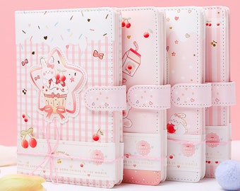 Sweet Cherry Sauce Journal- 192 Seiten Leder Cover Planer Rosa A5 Magnetschnalle Notizbücher - DIY Journal mit Linien und Gitter
