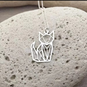Stunning Origami design Cat Necklace . Perfect gift for Cat lovers. Cat Jewellery.