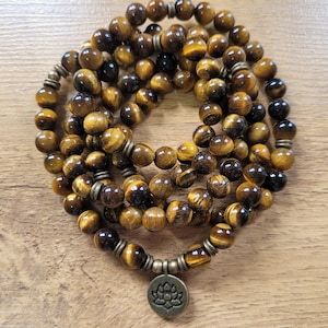 108 Mala Tiger Eye Stone Meditation Necklace. Beautiful Tiger Stones. Japa Mala. Prayer beads.
