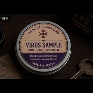 Lata de muestra del virus Resident Evil / Almacenamiento de aluminio para riesgos biológicos / Organizador de escritorio para jugadores