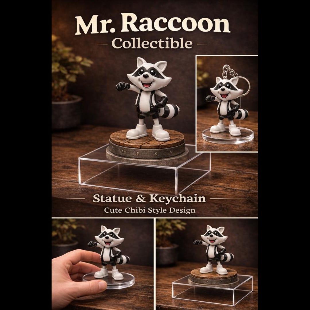 Resident Evil Mr. Raccoon 3D Statue / Figurine / Keychain - Cute Chibi ...
