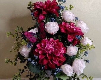 Pink Flower Arrangement-Floral Arrangement-Faux Floral Arrangement-Flower Arrangement Gift