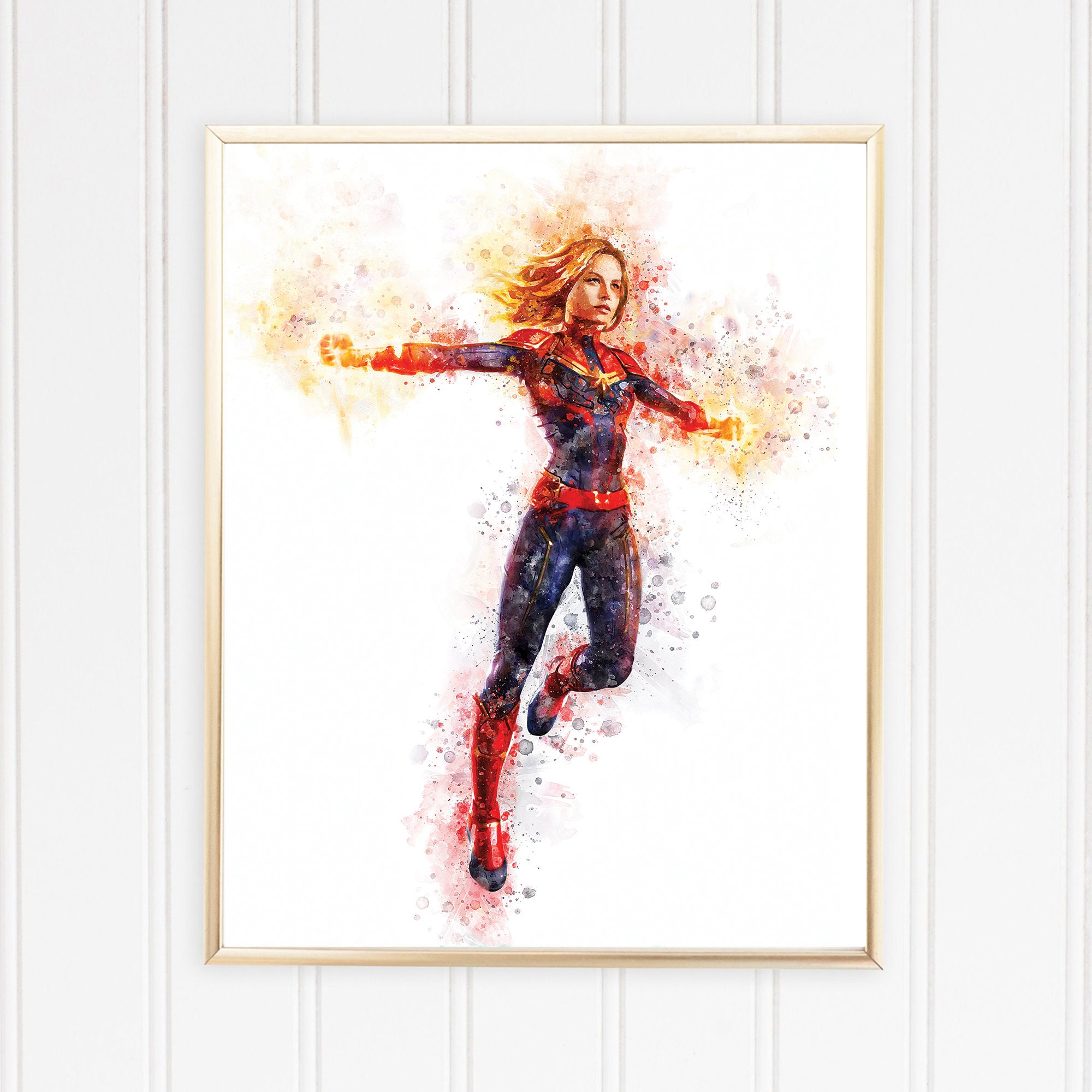 CAPTAIN MARVEL Watercolor Downloadable Prints Avengers Etsy
