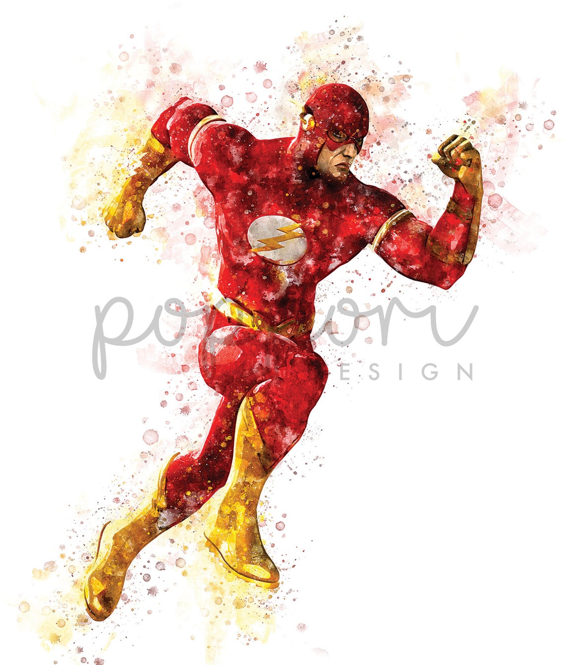 The Flash Watercolor Downloadable Prints Superheroes Wall | Etsy