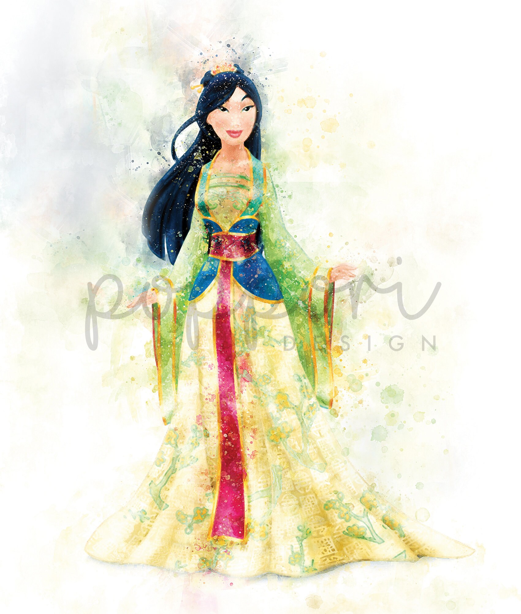 Disney Princesses Watercolor Printable Wall Art High | Etsy