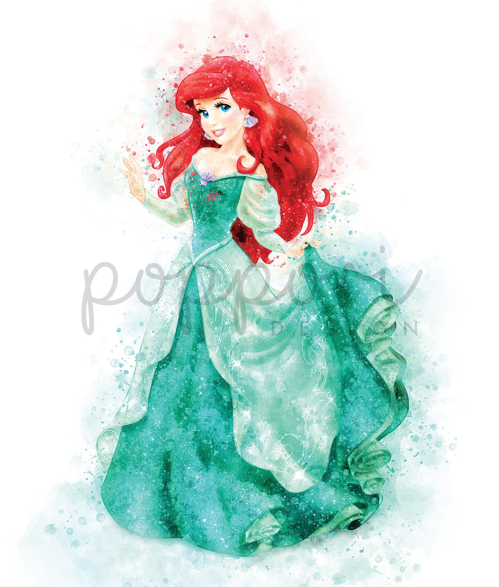 Disney Princesses Watercolor Printable Wall Art High Etsy
