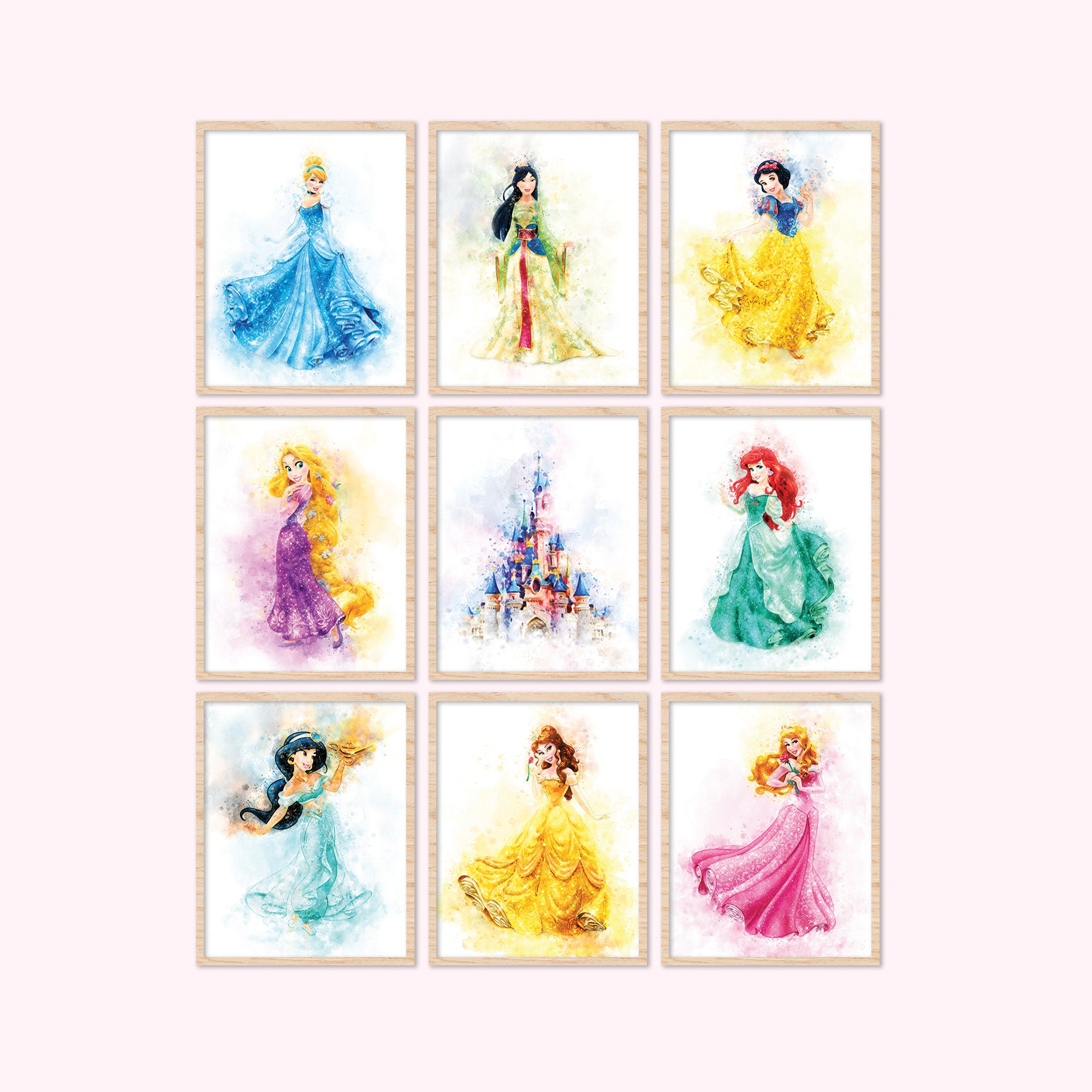Disney Princesses Watercolor Printable Wall Art High Etsy