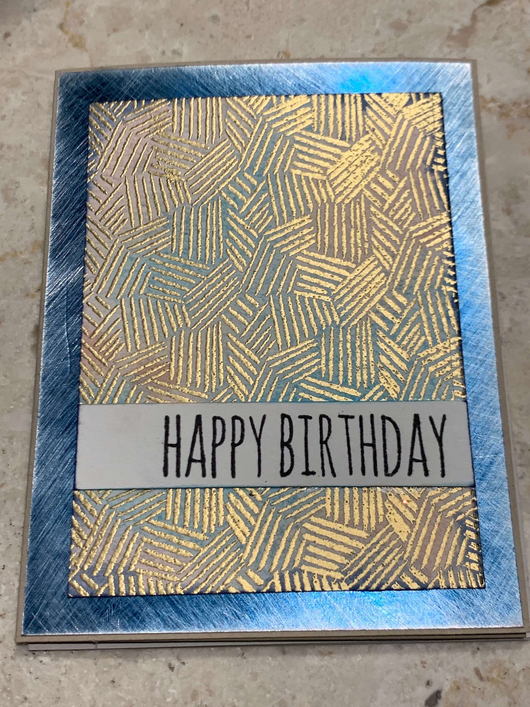 Set/2 Happy Birthday cards. Embossed metallics/inks. Handmade Etsy