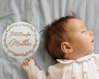 Carte en bois bienvenue bébé, annonce naissance bébé, cadeau pour bébé