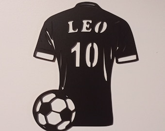 Wooden wall decoration, personalized football jersey with name, laser-cut - Personalized gift idea
