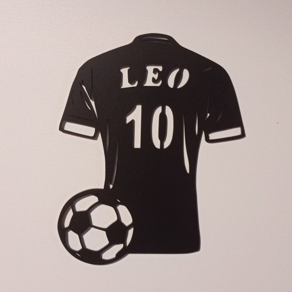 Décoration murale à accrocher en bois, maillot de foot personnalisé avec prénom, découpé au laser
