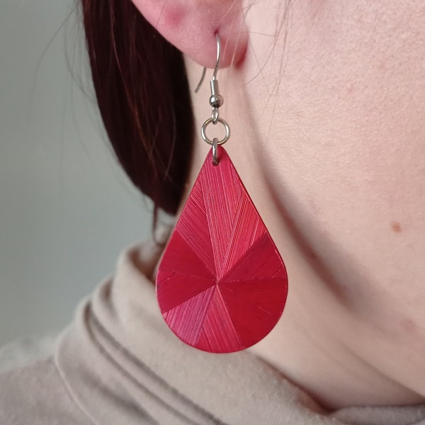 Straw marquetry earring