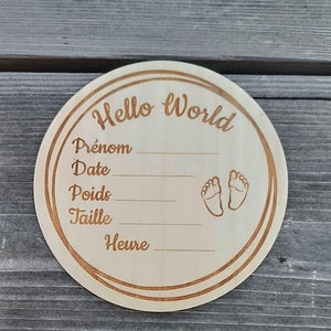 Carte de naissance en bois "Bienvenue à bébé" - Conception de carte personnalisable, cadeau pour bébé