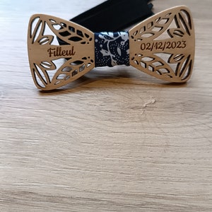 Nœud papillon en bois modèle FLEURUS, accessoire pour homme , accessoires mariage immagine 3