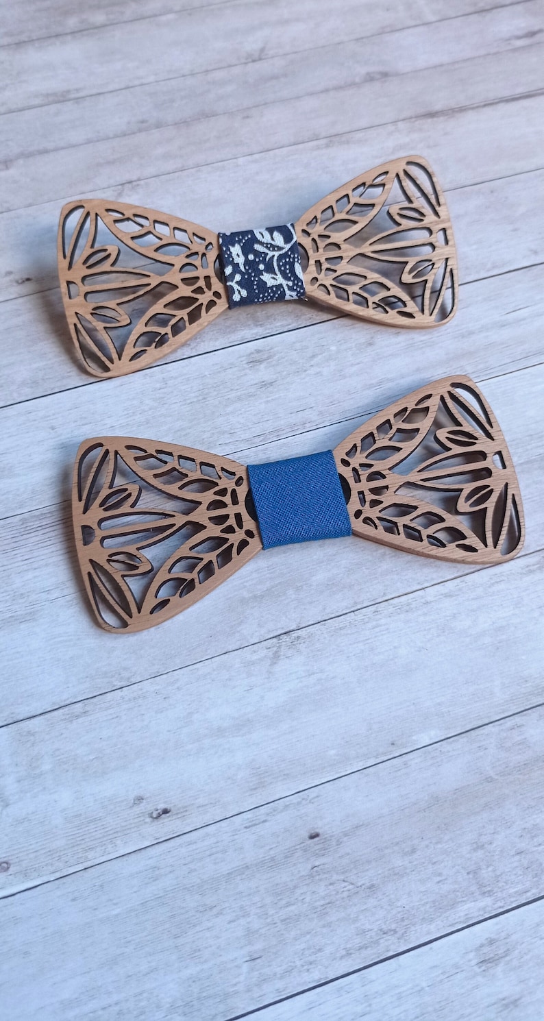 Wooden bow tie FLEURUS model, accessory for men, wedding accessories image 1