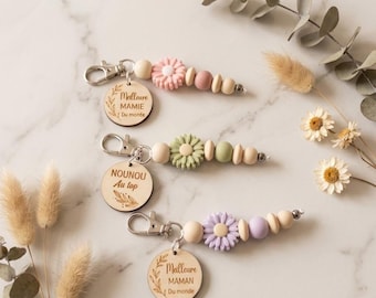 Porte-clé personnalisé en bois – Cadeau Maitresse, cadeau atsem, cadeau nounou