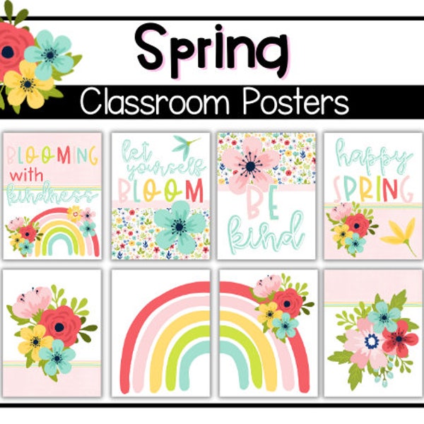 Spring Themed Classroom Posters | Bulletin Board Decor | Teacher Resources | Kindness Theme | April and May Classroom Decor